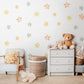 Smiley Star Wall Stickers, Happy Star Nursery Decor, Colourful Watercolour Star Wall Decals, Kids Room, Peel and Stick