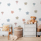 Mushroom Wall Stickers, Boho Flower Nursery Decor, Muted Woodland Wall Decals, Gender Neutral Kids Room Baby Peel and Stick Art