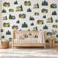 Mountain Wall Stickers, Alpine Nursery Decor, Pine Tree Chalet Wall Decals, Boys Kids Room Adventure Landscape Peel and Stick Wall Art