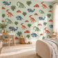 Dinosaur Wall Stickers, Dino Nursery Decor, Blue Green Orange Dinosaur Wall Decals, Boys Kids Room Jurassic Peel and Stick Wall Art