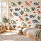 Dinosaur Wall Stickers, Dino Nursery Decor, Blue Green Orange Dinosaur Wall Decals, Boys Kids Room Jurassic Peel and Stick Wall Art