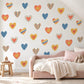 Heart Wall Stickers, Crayon Heart Nursery Decor, Rainbow Gingham Heart Wall Decals, Kids Room Navy Mustard Coral Peel and Stick Wall Art