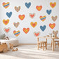 Heart Wall Stickers, Crayon Heart Nursery Decor, Rainbow Gingham Heart Wall Decals, Kids Room Navy Mustard Coral Peel and Stick Wall Art