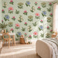 Wildflower Wall Stickers, Floral Nursery Decor, Bluebell Cosmos Clover Wall Decals, Girls Kids Room Botanical Peel and Stick Wall Art
