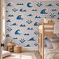 Wave Wall Stickers, Ocean Nursery Decor, Navy Teal Surf Wave Wall Decals, Boys Kids Room Coastal Beach Peel and Stick Wall Art