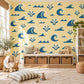 Wave Wall Stickers, Ocean Nursery Decor, Navy Teal Surf Wave Wall Decals, Boys Kids Room Coastal Beach Peel and Stick Wall Art