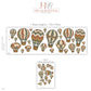 Hot Air Balloon Wall Stickers, Balloon Nursery Decor, Vintage Travel Wall Decals, Kids Room Sage Terracotta Mustard Peel and Stick Wall Art
