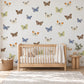 Butterfly Wall Stickers, Vintage Butterfly Nursery Decor, Blue Orange Butterfly Wall Decals, Girls Kids Room Garden Peel and Stick Wall Art
