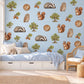 Woodland Animal Wall Stickers, Forest Nursery Decor, Badger Squirrel Owl Wall Decals, Kids Room Oak Tree Acorn Peel and Stick Wall Art