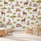 Safari Animal Wall Stickers, Savanna Nursery Decor, Okapi Baboon Warthog Wall Decals, Kids Room Watercolour Acacia Peel and Stick Wall Art
