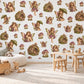 Fairy Wall Stickers, Woodland Fairy Nursery Decor, Mushroom Fairy House Wall Decals, Girls Kids Room Plum Moss Green Peel and Stick Wall Art