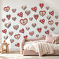 Heart Wall Stickers, Folk Art Heart Nursery Decor, Red Navy Scandi Heart Wall Decals, Girls Kids Room Valentine Peel and Stick Wall Art