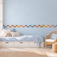 Checker Wall Border Stickers, Boho Nursery Decor, Geometric Checkerboard Wall Decals, Kids Room Terracotta Blue Peel and Stick Wall Art