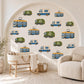Vehicle Wall Stickers, Transport Nursery Decor, Bin Lorry Tram Post Van Wall Decals, Boys Kids Room Crayon City Peel and Stick Wall Art