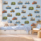 Vehicle Wall Stickers, Transport Nursery Decor, Bin Lorry Tram Post Van Wall Decals, Boys Kids Room Crayon City Peel and Stick Wall Art