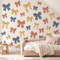 Bow Wall Stickers, Gingham Bow Nursery Decor, Navy Rust Mustard Bow Wall Decals, Kids Room Vintage Ribbon Peel and Stick Wall Art