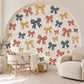 Bow Wall Stickers, Gingham Bow Nursery Decor, Navy Rust Mustard Bow Wall Decals, Kids Room Vintage Ribbon Peel and Stick Wall Art
