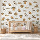 Safari Animal Wall Stickers, African Nursery Decor, Wild Dog Aardvark Pangolin Wall Decals, Kids Room Ochre Baobab Peel and Stick Wall Art