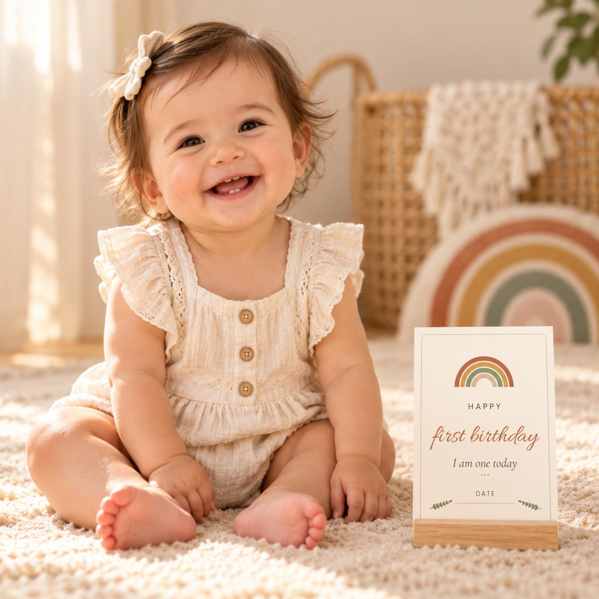 Baby Milestone Cards Printable, 40 Boho Rainbow Monthly & Firsts Set, Gender Neutral Photo Prop
