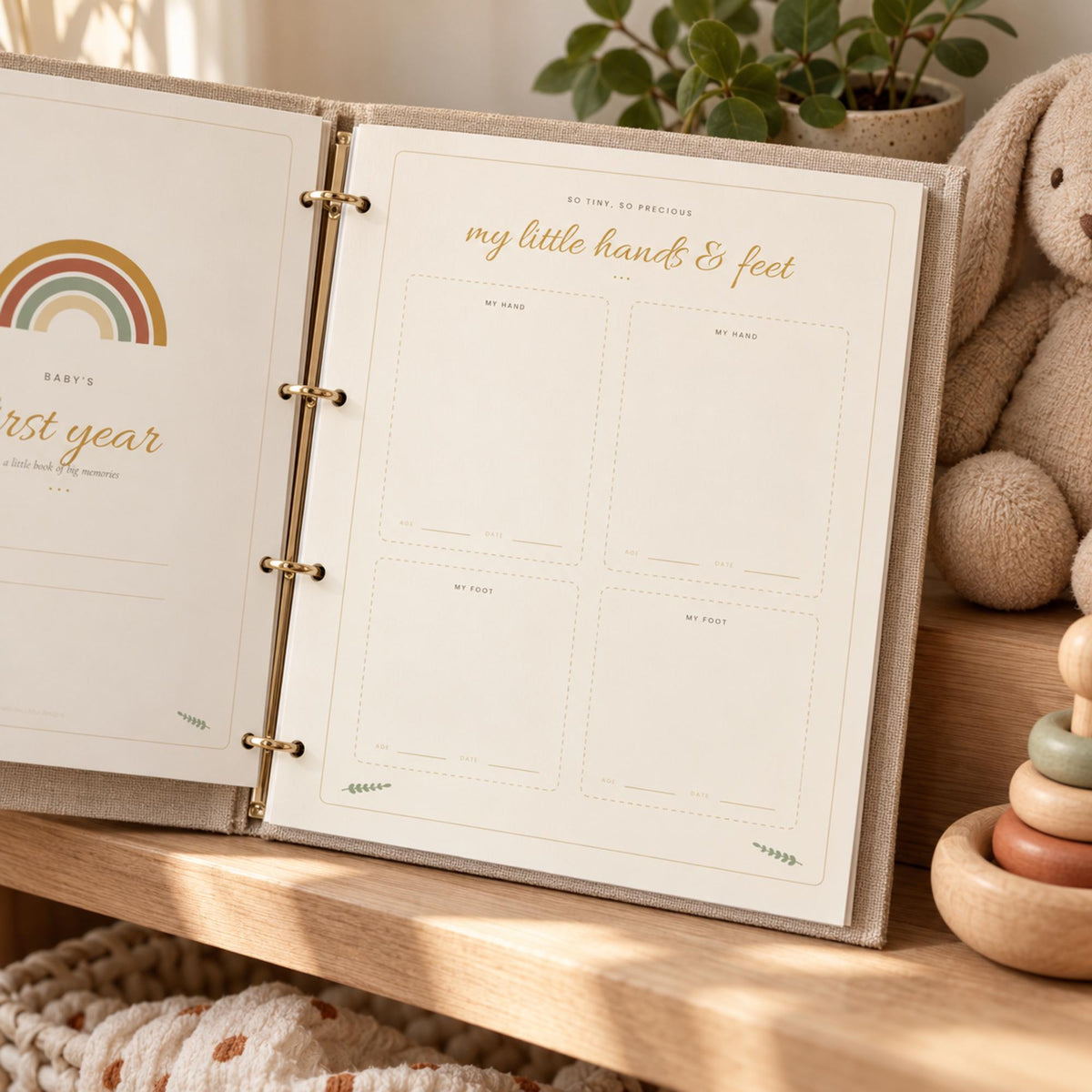 Baby First Year Memory Book Printable, Baby Book Keepsake, Gender Neutral Baby Journal, Month by Month Milestones, Boho New Baby Gift
