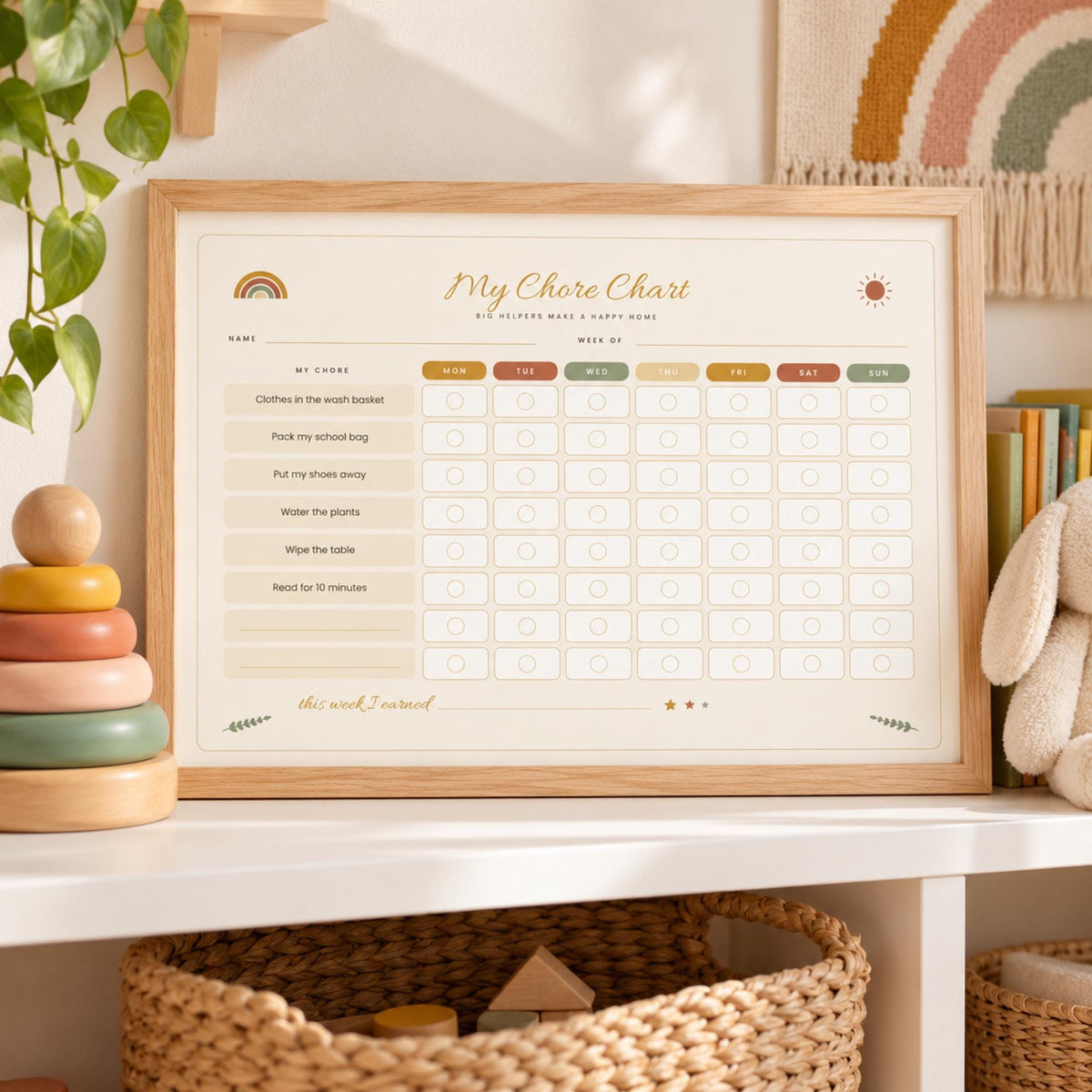 Kids Reward Chart Printable Bundle, Chore Chart for Kids, Sticker Star Chart, Reward Vouchers, Boho Toddler Behaviour Chart, A4 & US Letter