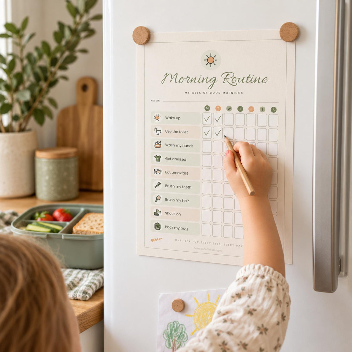 Morning and Bedtime Routine Chart Printable, Toddler Visual Schedule Cards, Boho Kids Routine, Velcro Board Cards, A4 & US Letter