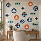 Gamer Wall Stickers, Gaming Room Decor, Controller Button Wall Decals, Boys Kids Bedroom Navy Orange Teal Peel and Stick Wall Art