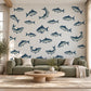Fish Wall Stickers, Vintage Herring Nursery Decor, Navy Fish Wall Decals, Nautical Kids Room Coastal Bathroom Peel and Stick Wall Art