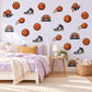 Basketball Wall Stickers, Sports Bedroom Decor, Basketball Sneaker Wall Decals, Boys Kids Room Orange Navy Peel and Stick Wall Art