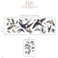 Swallow Wall Stickers, Bird Nursery Decor, Vintage Swallow Wall Decals, Woodland Kids Room Navy Rust Bird Peel and Stick Wall Art