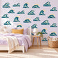 Ocean Wave Wall Stickers, Surf Nursery Decor, Retro Wave Wall Decals, Coastal Kids Room Teal Navy Peel and Stick Wall Art