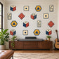 Dice Wall Stickers, Board Game Room Decor, Retro Dice Domino Wall Decals, Gamer Teen Kids Room Red Navy Mustard Peel and Stick Wall Art