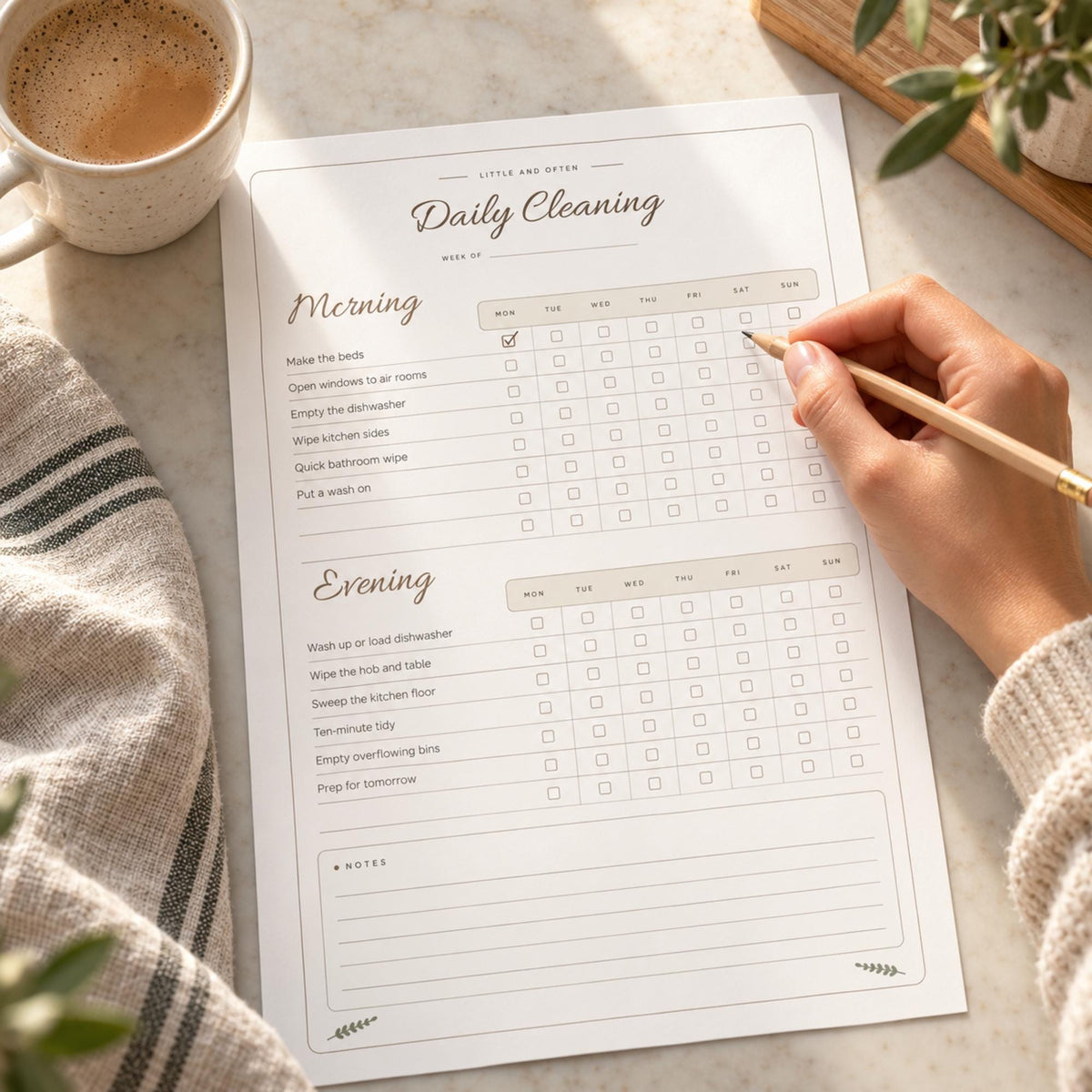 Cleaning Schedule Printable, Minimalist Weekly Cleaning Checklist, Daily Monthly Deep Clean, Family Chore Chart, A4 US Letter PDF