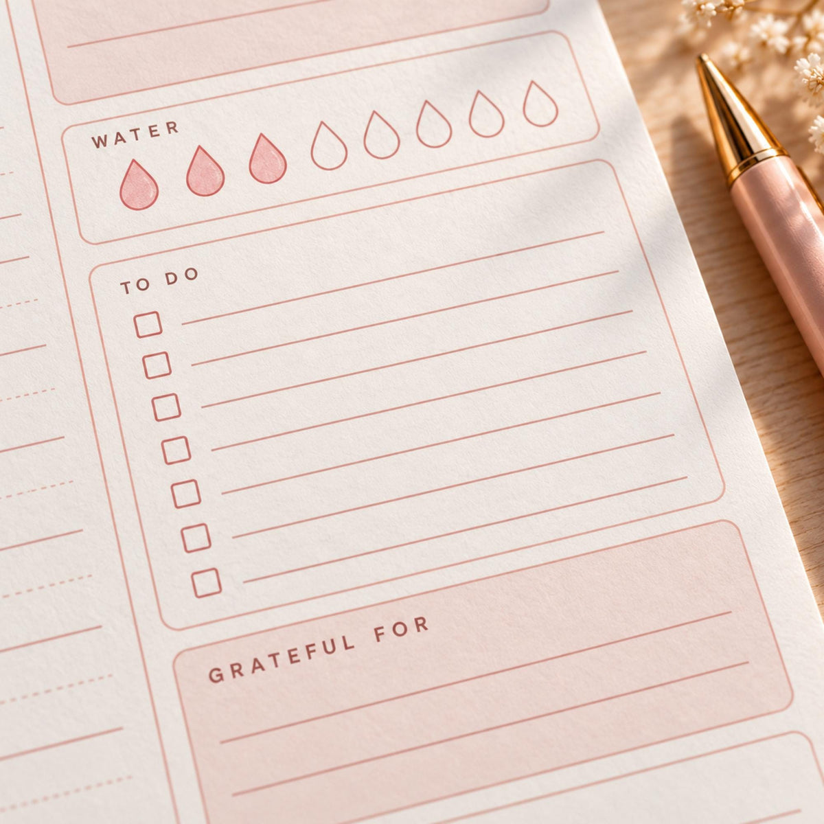 Undated Daily Planner Printable, Boho Weekly Planner, Monthly Overview, Habit Tracker, Goal Planner, Blush A4 A5 US Letter PDF