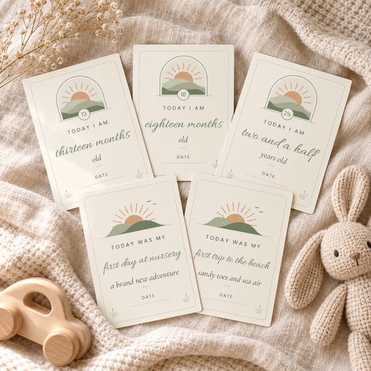 Toddler Milestone Cards Printable, 13 Months to 3 Years Photo Cards, Toddler Firsts, Sage Boho Milestone Cards, First Birthday Gift