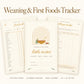 Weaning Tracker Printable, 100 First Foods Checklist, Baby Led Weaning Planner, Allergen Tracker, Starting Solids Baby Food Chart
