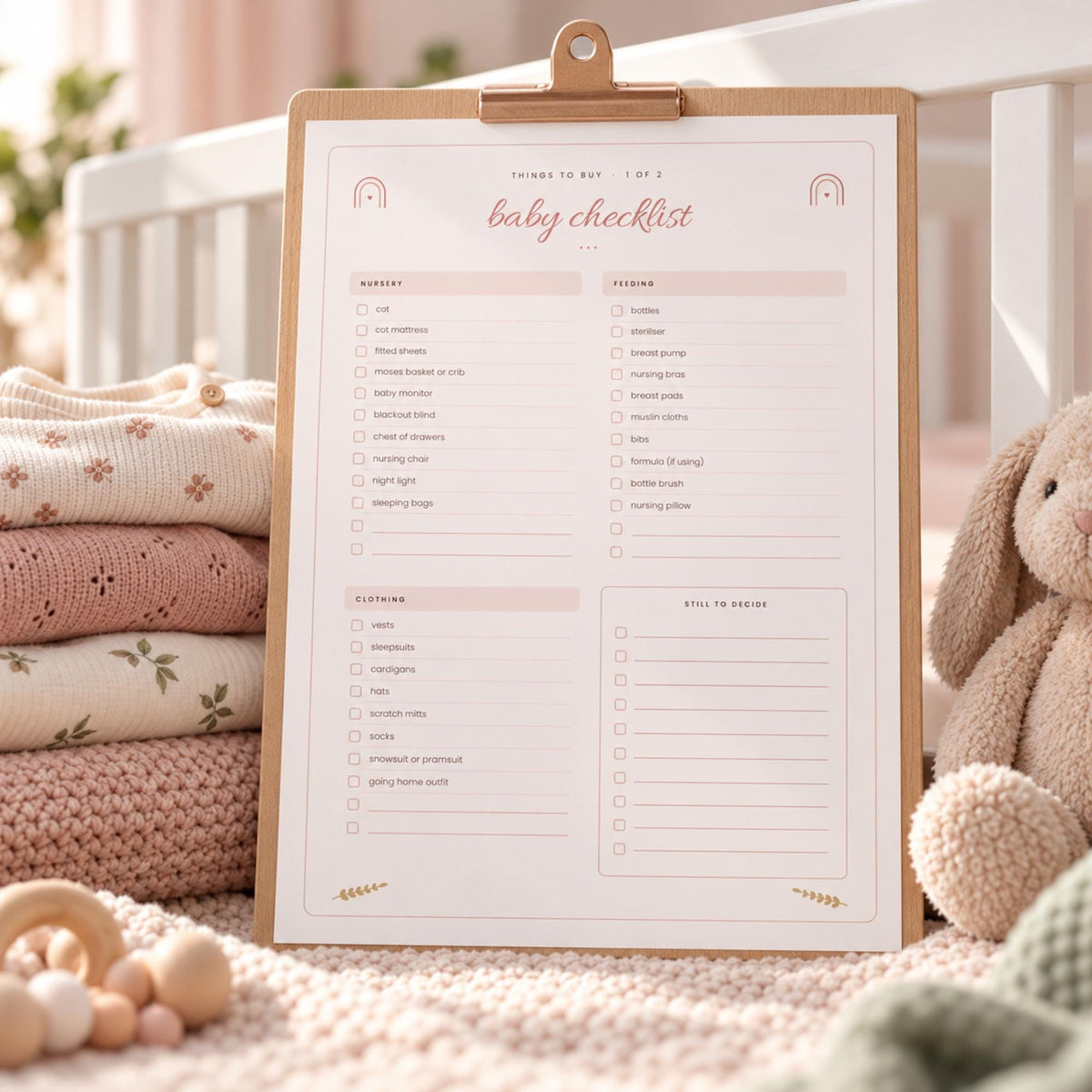 Pregnancy Planner Printable, Hospital Bag Checklist, Baby Budget, Birth Preferences, Baby Names, Blush Boho Pregnancy Journal PDF