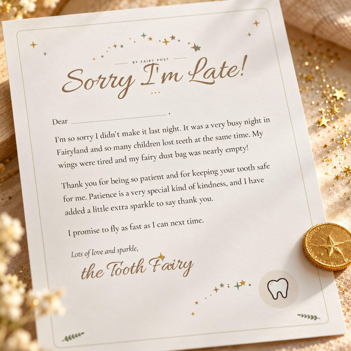 Tooth Fairy Kit Printable, Tooth Fairy Letter and Certificate, Tiny Tooth Envelope, Lost Tooth Chart, Tooth Fairy Receipt, A4 Letter