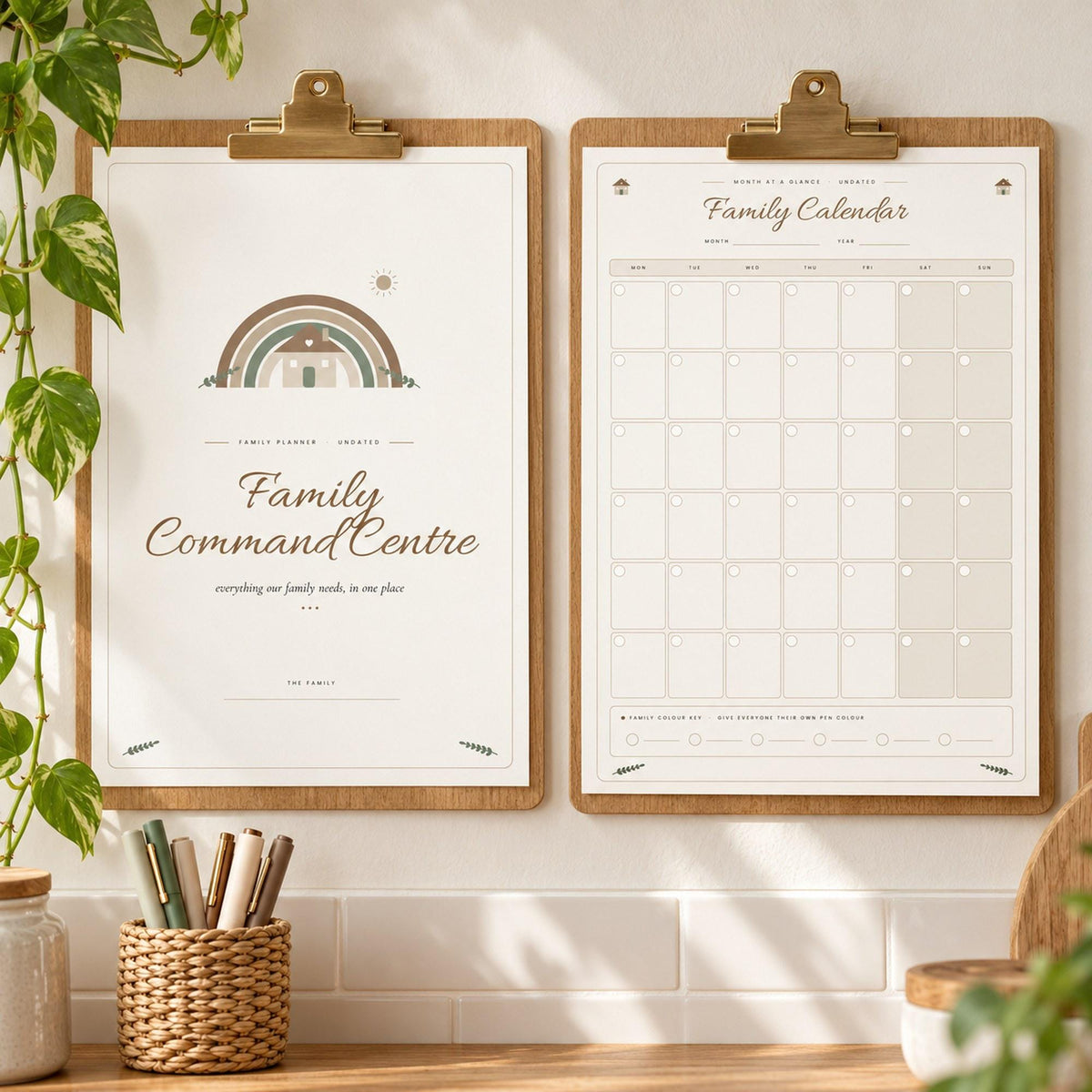 Family Command Centre Printable, Family Planner Binder, Undated Calendar, Weekly Schedule, Chore Chart, Meal Plan, Emergency Info, A4 Letter