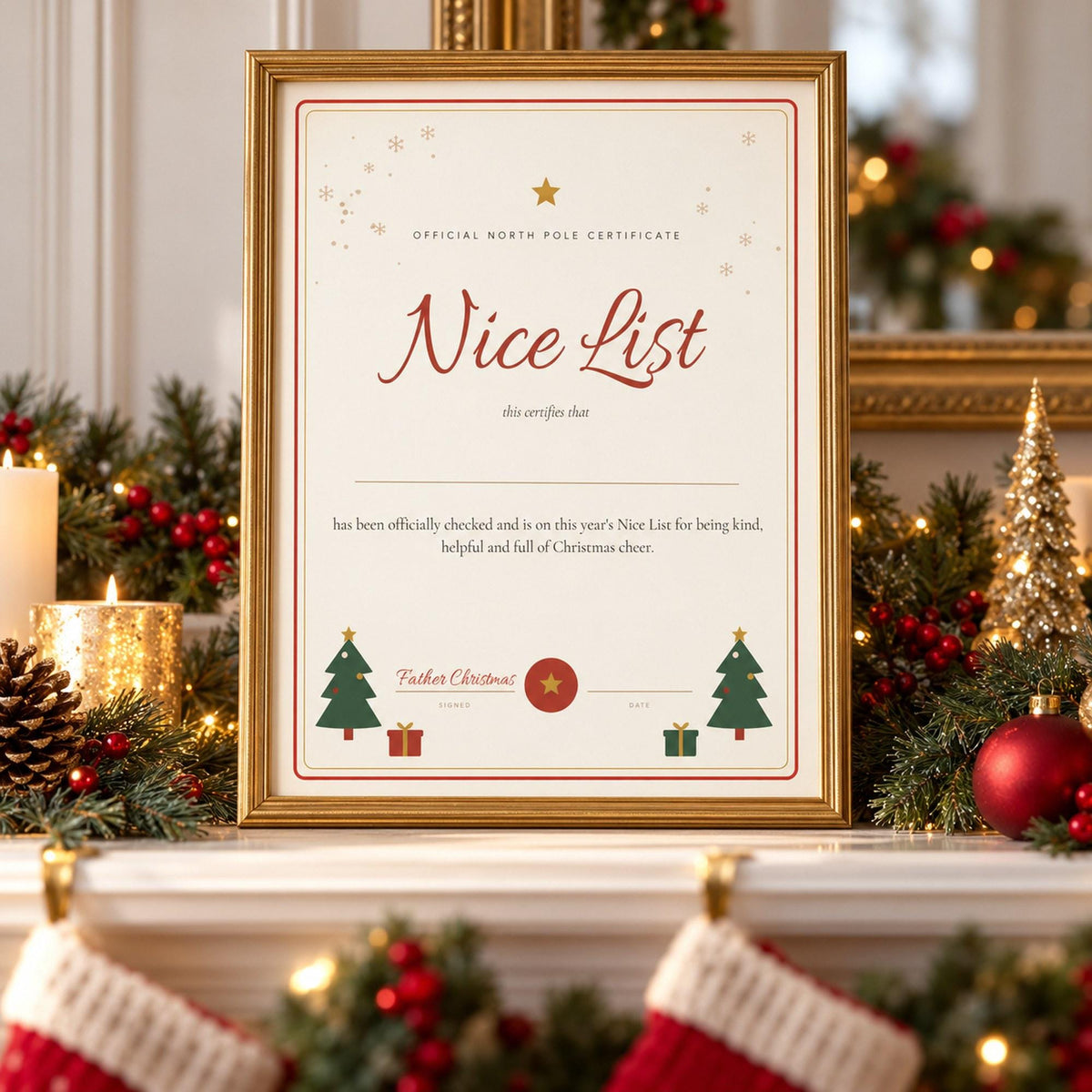 Christmas Gift Tags Printable, Christmas Eve Box Label, Letter from Father Christmas, Nice List Certificate, Reindeer Food, A4 Letter