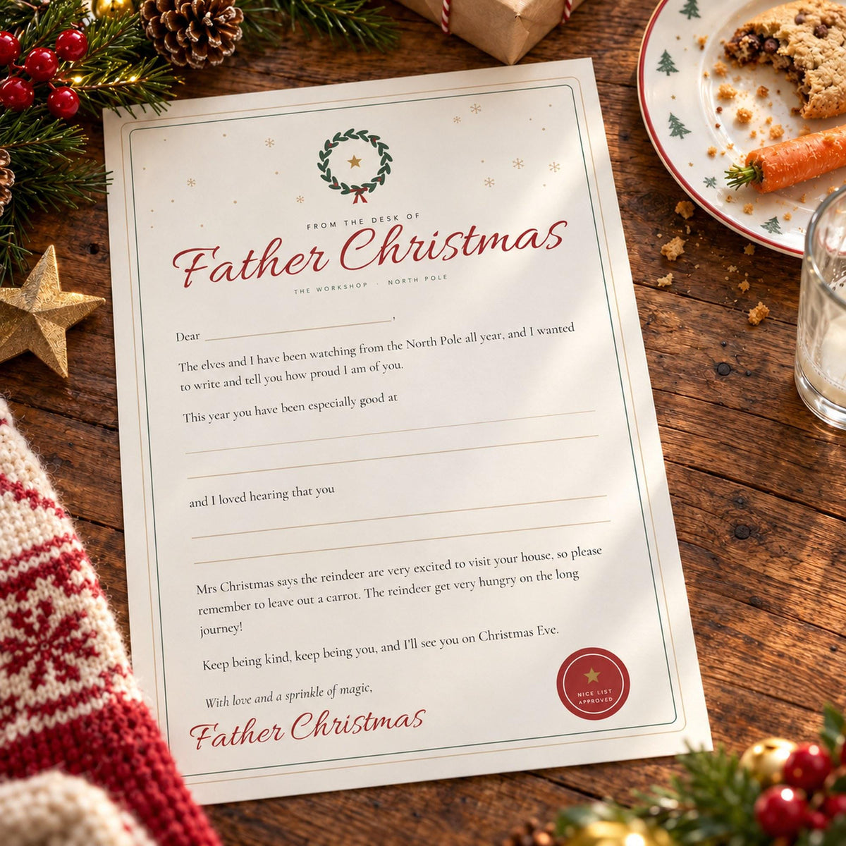 Christmas Gift Tags Printable, Christmas Eve Box Label, Letter from Father Christmas, Nice List Certificate, Reindeer Food, A4 Letter
