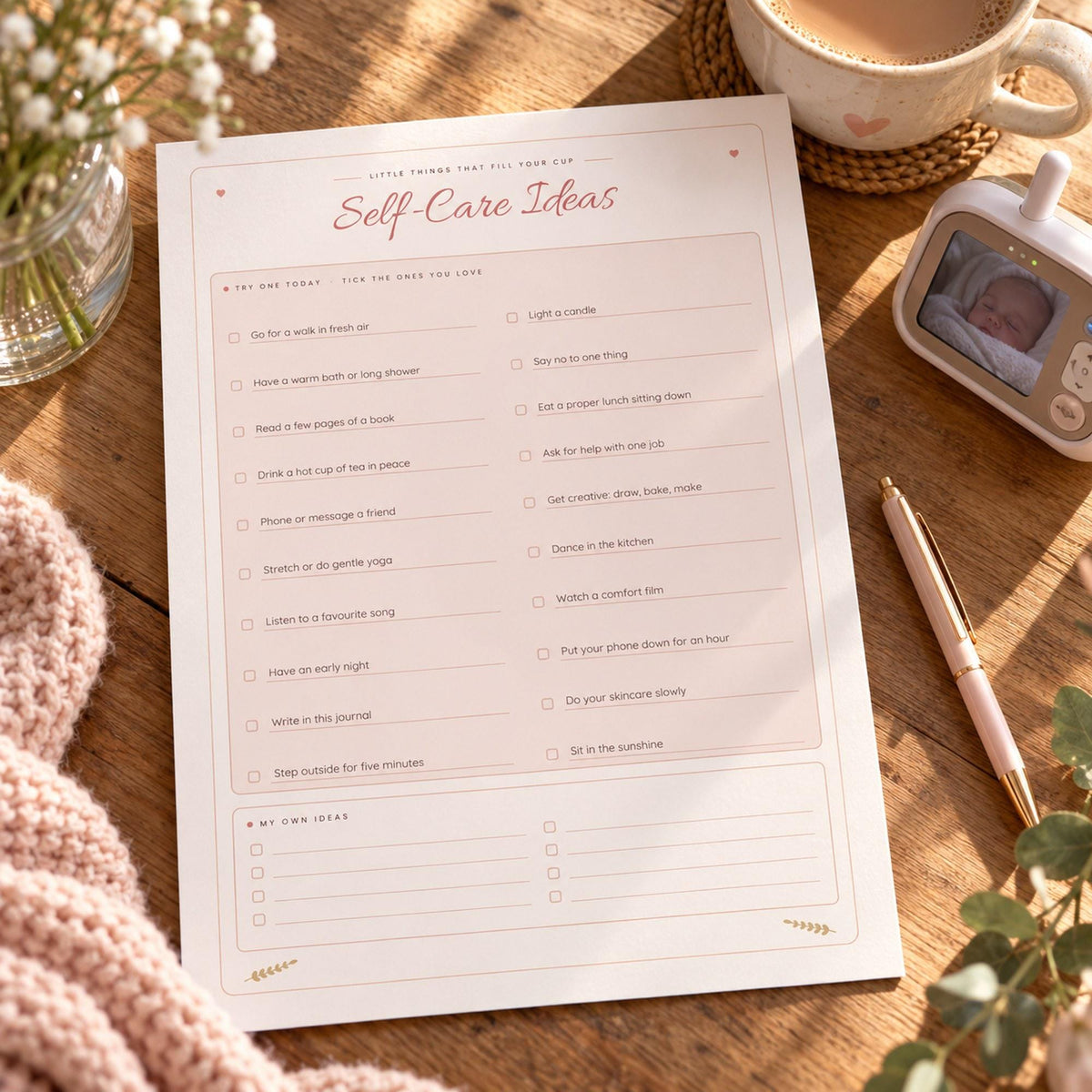 Mum Wellness Journal Printable, Gratitude Journal for Mums, Self Care Tracker, Mood Tracker, Mindful Mum, Undated, A4 A5 Letter