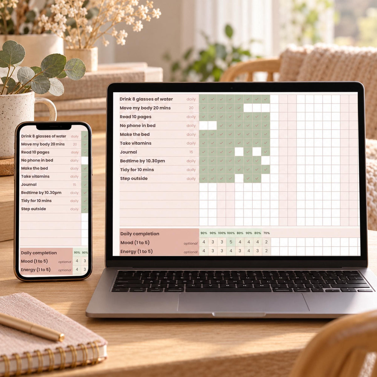 Habit Tracker Spreadsheet for Google Sheets & Excel, Monthly Routine Tracker, Daily Habit Checklist, Mood Tracker, Self Care Planner 2027