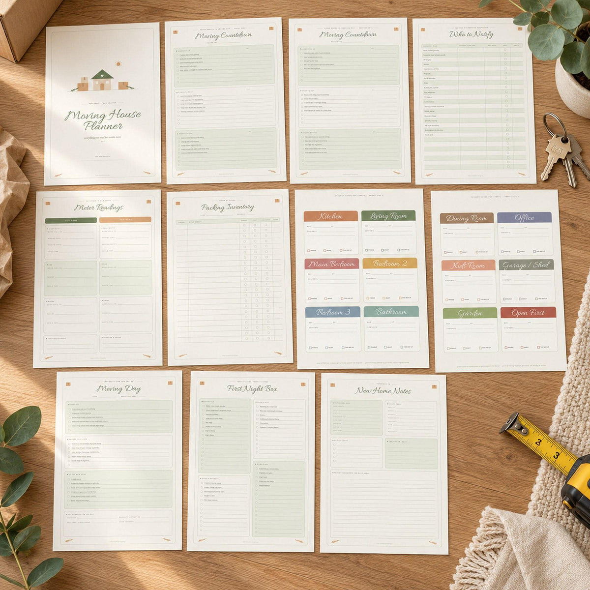 Moving House Planner Printable, Moving Checklist, Change of Address List, Box Labels, Packing Inventory, First Night Box, A4 & Letter