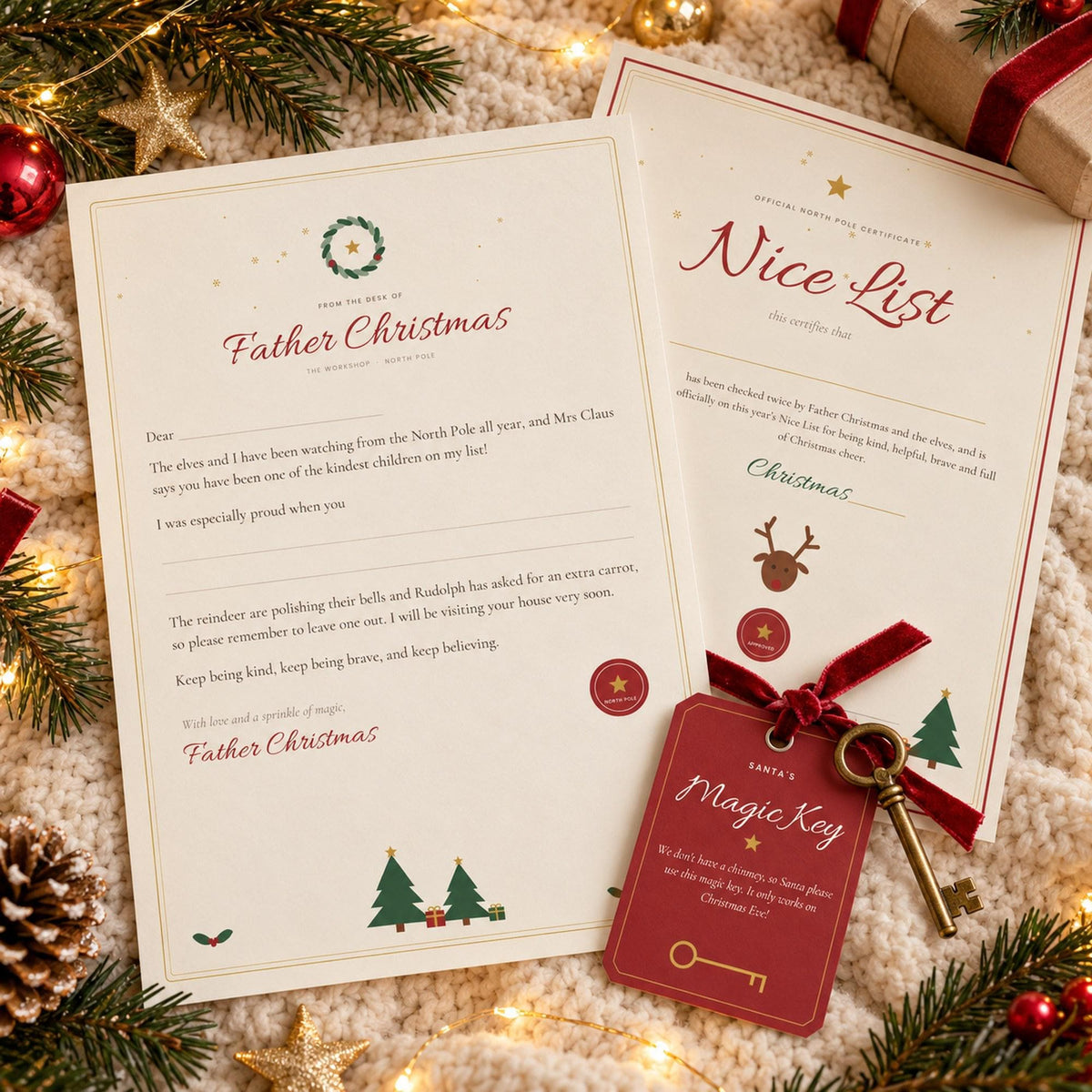 Letter from Santa Printable, Nice List Certificate, North Pole Kit, Santa Key, Christmas Eve Box, Kids Christmas, A4 Letter