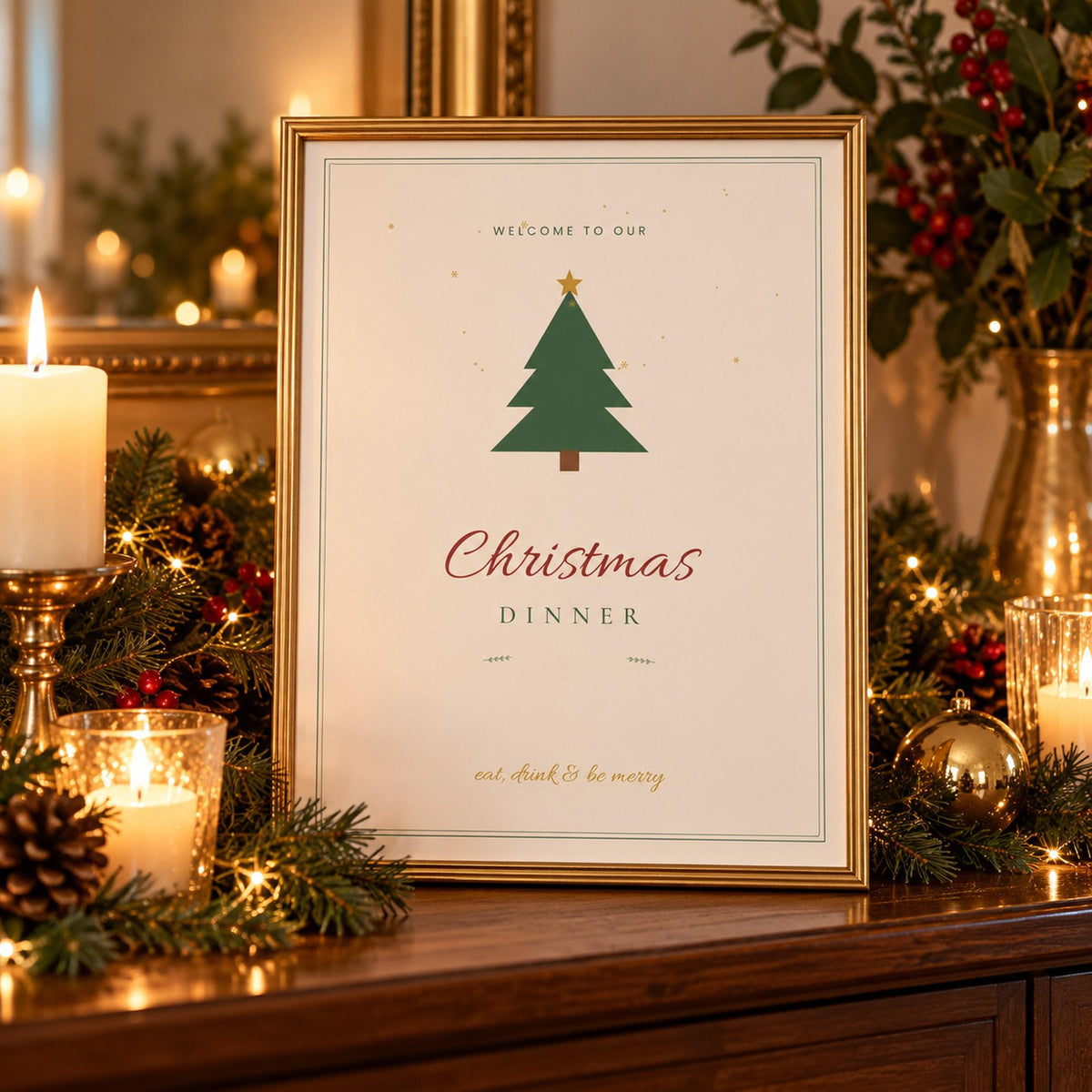 Christmas Dinner Table Printables, Place Cards, Christmas Menu, Conversation Cards, Cracker Jokes, Table Sign, Christmas Table Decor