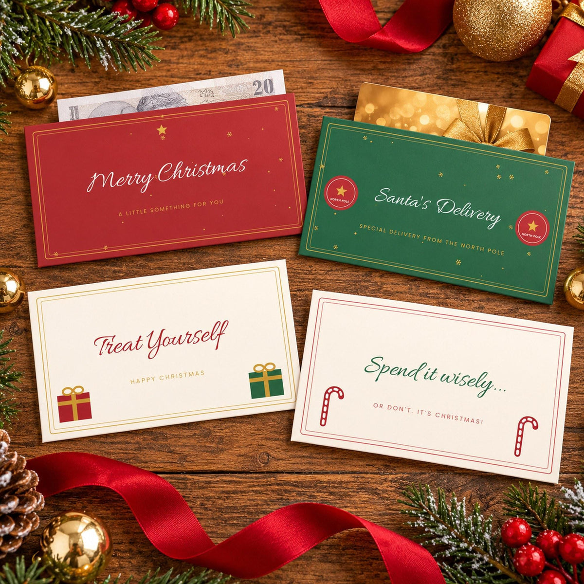 Christmas Money Holder Printable, Gift Card Holder, Cash Gift Wallet, Money Envelope, Christmas Gift Tags, Teen Gift, Stocking Filler