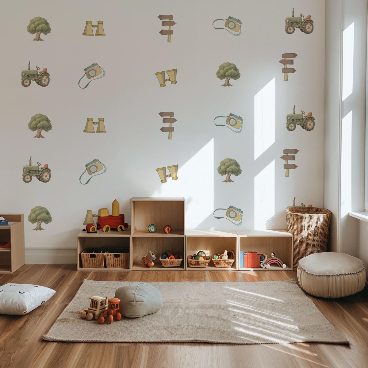 Explorer Wall Stickers, Adventure Nursery Decor, Tractor Camera Binoculars Wall Decals, Boys Room Decor, Peel and Stick