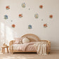Floral Wall Stickers, Neutral Boho Flower Nursery Decor, Watercolour Wildflower Wall Decals, Kids Room Baby Peel and Stick Wall Art