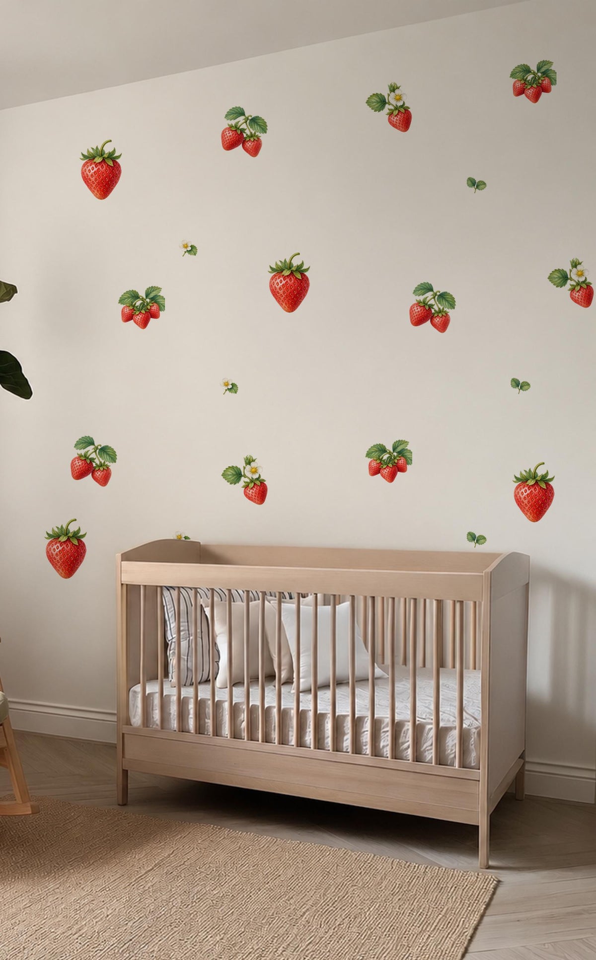Strawberry Wall Stickers, Strawberry Garden Nursery Decor, Fruit Wall Decals, Girls Kids Room Kitchen Baby Peel and Stick Wall Art